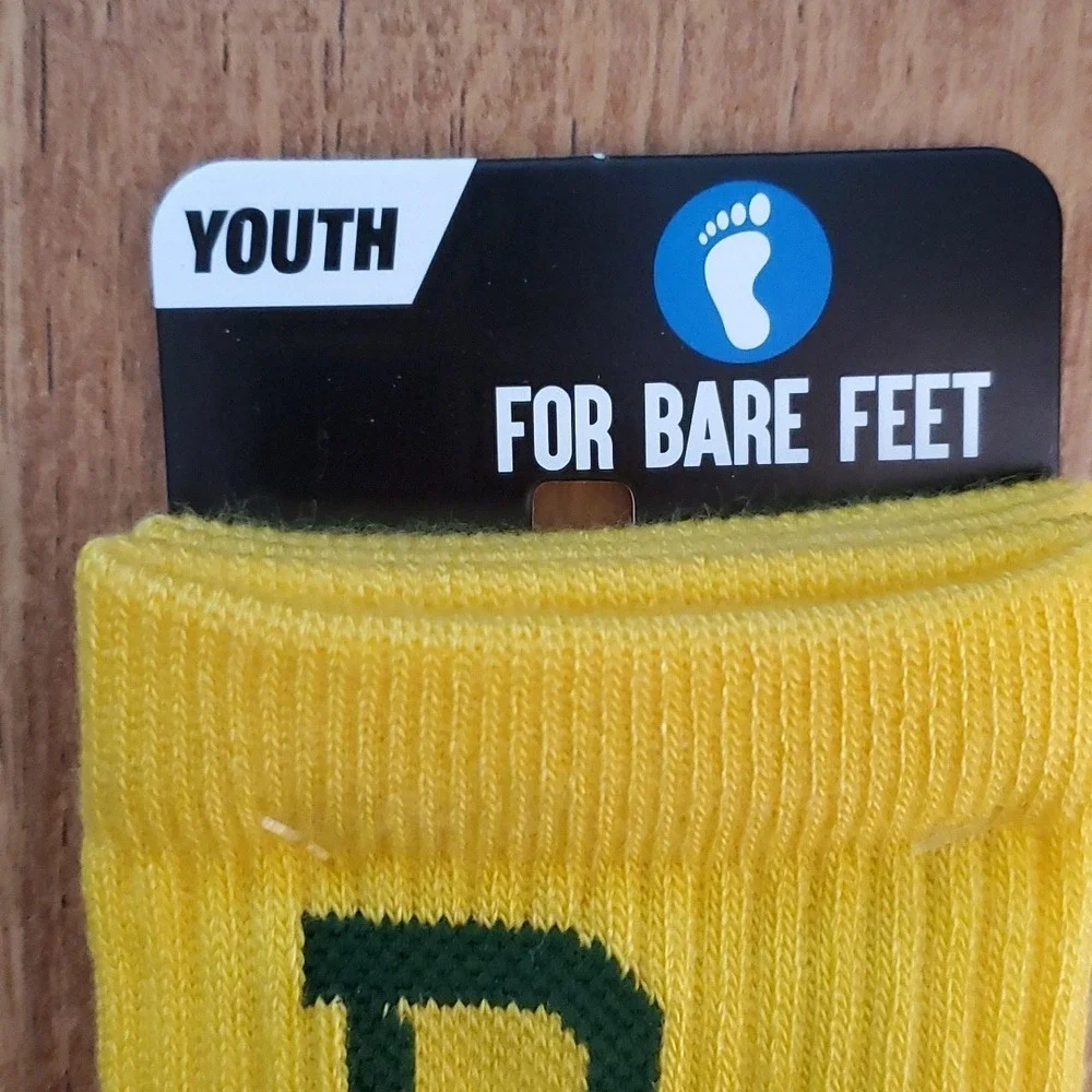 Baylor University Green‎ and Gold Spray Zone Socks Size Youth 13-3